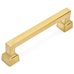 cosmas 10 pack 1481-128bb brushed brass contemporary cabinet hardware handle pull - 5" inch (128mm) hole centers