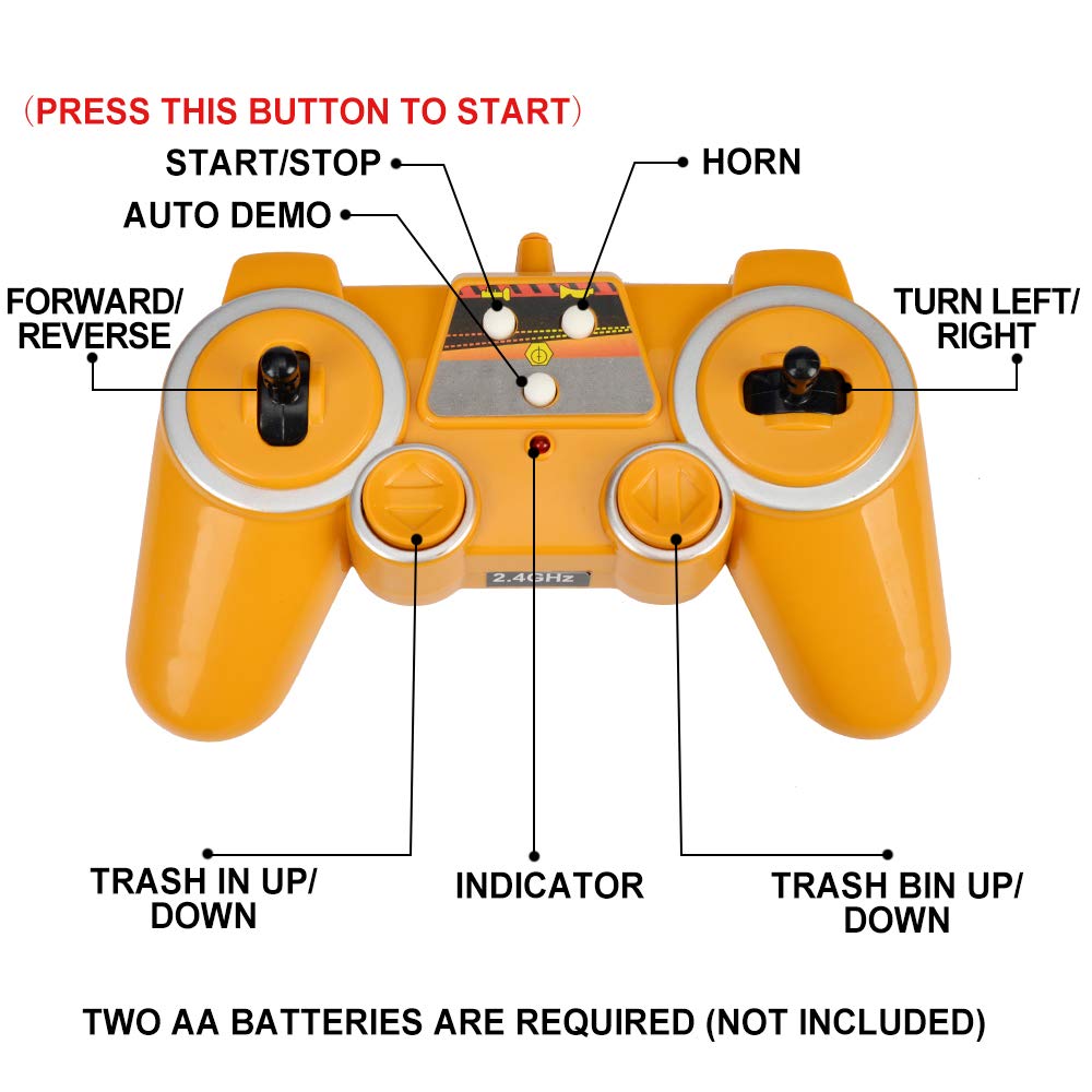 DOUBLE E Benz Licensed Remote Control Garbage Truck Electric Recycling Toy Set with Trash Bin Real Lights Rechargeable Waste Management Trash Truck Toys Gift for Kids