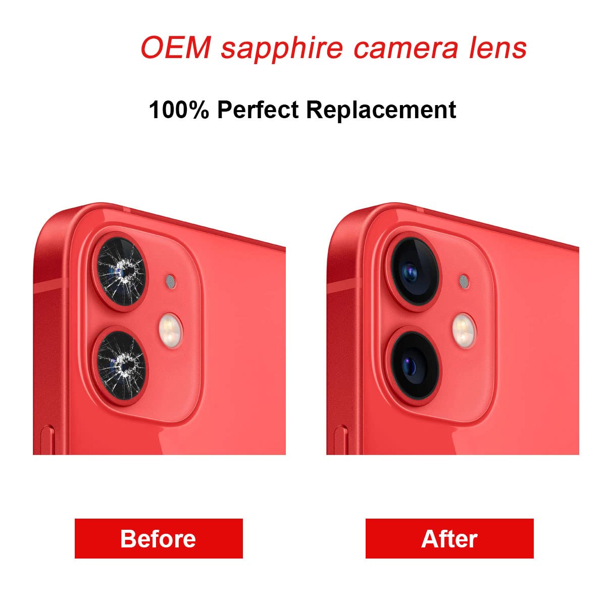 Afeax OEM Rear Back Camera Lens Replacement for iPhone XR A1920, A2097 Original with Ahesive and Repairing Tool（2 Pack