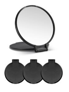 compact mirror bulk round makeup mirror for purse, set of 3, 2.6" l x 2.37" w (black)