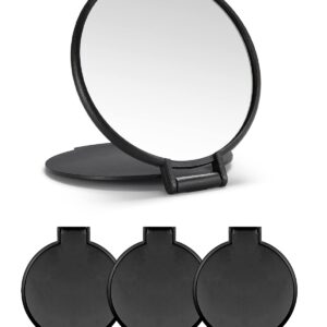 Compact Mirror Bulk Round Makeup Mirror for Purse, Set of 3, 2.6" L x 2.37" W (Black)