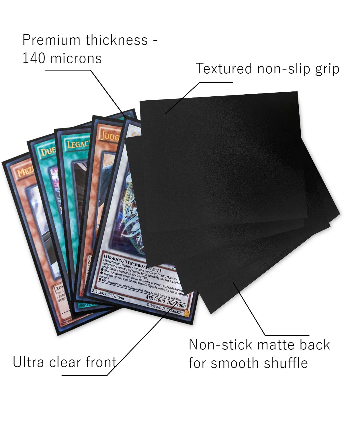 TitanShield (150 Sleeve/Black) Small Japanese Sized Trading Card Sleeves Deck Protector Compatible with Yu-Gi-Oh, Cardfight!! Vanguard & Photocards