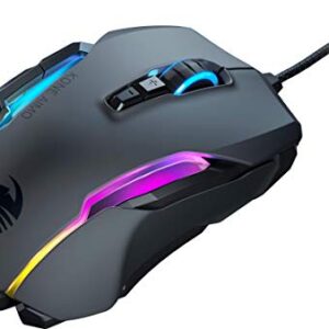 ROCCAT Kone AIMO Remastered PC Gaming Mouse, Optical, RGB Backlit Lighting, 23 Programmable Keys, Onboard Memory, Palm Grip, Owl Eye Sensor, Ergonomic, LED Illumination, Adjustable to 16,000 DPI-Black