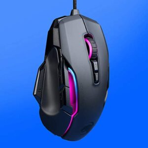 ROCCAT Kone AIMO Remastered PC Gaming Mouse, Optical, RGB Backlit Lighting, 23 Programmable Keys, Onboard Memory, Palm Grip, Owl Eye Sensor, Ergonomic, LED Illumination, Adjustable to 16,000 DPI-Black