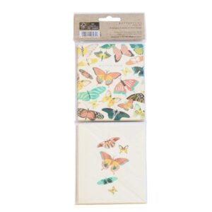 Portico Designs Mini Blank Notecard Set Colorful Note Cards Small Stationary Set, 12-Count, Butterflies