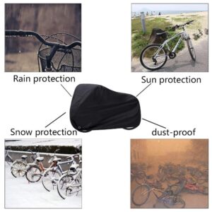 LONGLUOSI Bike Cover Waterproof Outdoor Bicycle Cover Thick Black. 29 Inch Windproof UV Snow Rustproof 190T with Lock Hole Storage Bag for Mountain Road Bike City Bike Beach Cruiser Bike