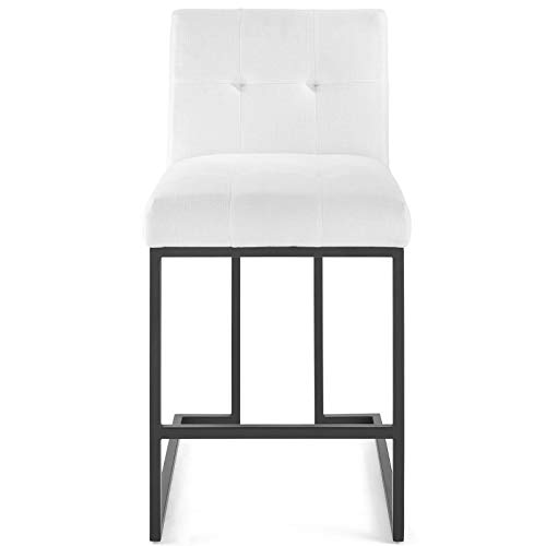 Modway Privy Black Stainless Steel Upholstered Fabric Counter Stool, White
