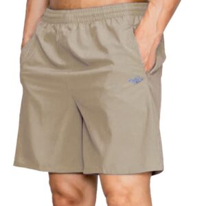 EXEKE Men's Quick Dry Running Shorts Lightweight Gym Workout Shorts with Zipper Pockets 252-3XL/Khaki 34-36