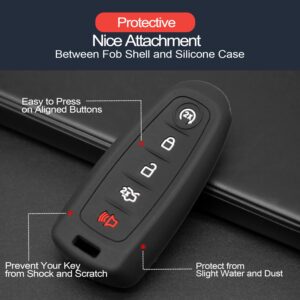 INFIPAR 2pcs Compatible with Ford Escape Edge Expedition Explorer Fiesta Flex Focus Taurus C-Max Lincoln Navigator MKS MKT MKX MKZ Black Key Fob Cover Case Key Chain Protector