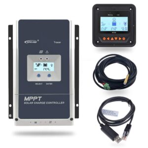 Epsolar MPPT Solar Charge Controller 50A Negative Ground 150V PV Solar Panel Charger with MT50 Remote Meter Temperature Sensor