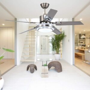 Andersonlight Reversible Ceiling Fan with Light and Remote Control, Stainless Steel, Silver (42in)