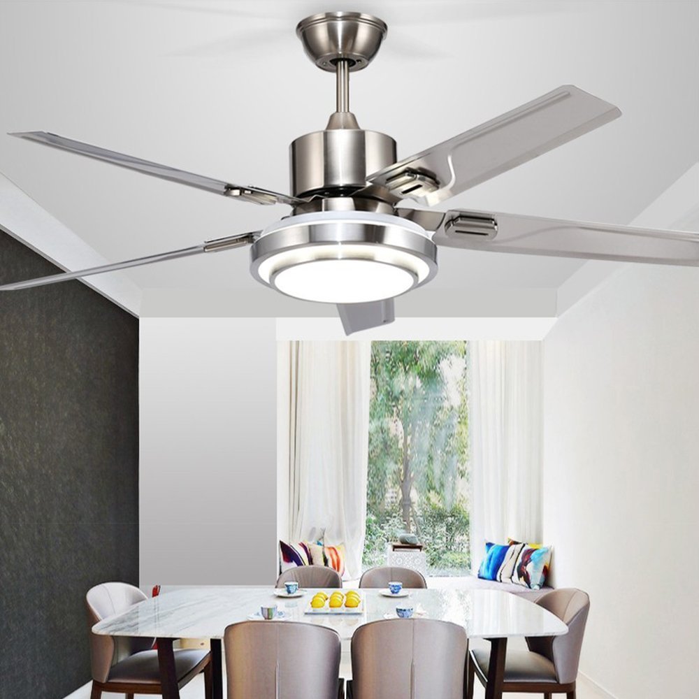 Andersonlight Reversible Ceiling Fan with Light and Remote Control, Stainless Steel, Silver (42in)