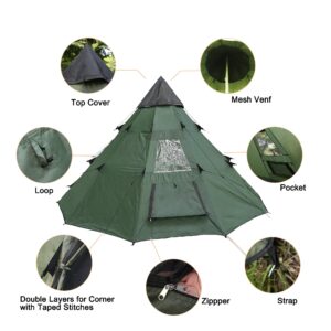 BaiYouDa BaiYouDa 3-4 Person Family Camping Teepee Tent Outdoor Rainproof Waterproof Suitable for Camping Hiking Holidays