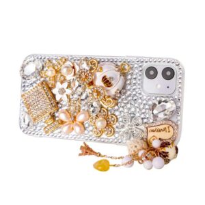Max-ABC iPhone 11 Bling Glitter Case,Luxury Shiny Diamond Crystal Rhinestone Sparkly Jewelled Gemstone Pumpkin Car 3D Handmade Clear Cover Case for iPhone 11 6.1''