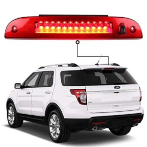 LED 3rd Third High Mount Tail Brake Light For 2002-2010 FORD EXPLORER, 2008-2012 Ford Escape (Chrome Housing Red Lens)