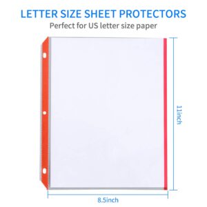 Sooez Clear Sheet Protectors, Medium Weight Color Coded Edges Page Protectors for Quick Reference, Clear Plastic Sleeves for Binders, Top Loading Paper Protector Acid Free Letter Size, 50 Pack