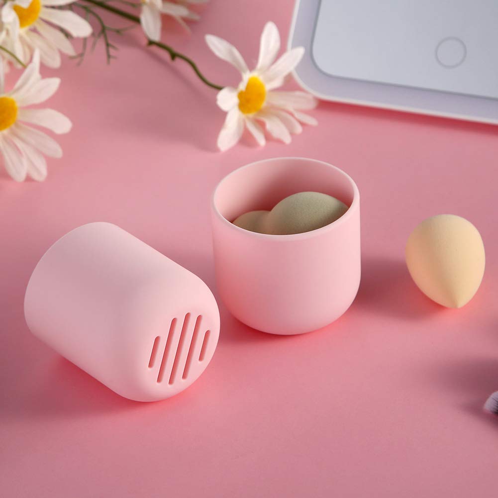 BEZOX Makeup Sponge Holder, Silicone Travel Beauty Sponges Case, Cosmetic Face Blender Drying Container (BLENDER NOT INCLUDED) - Pink