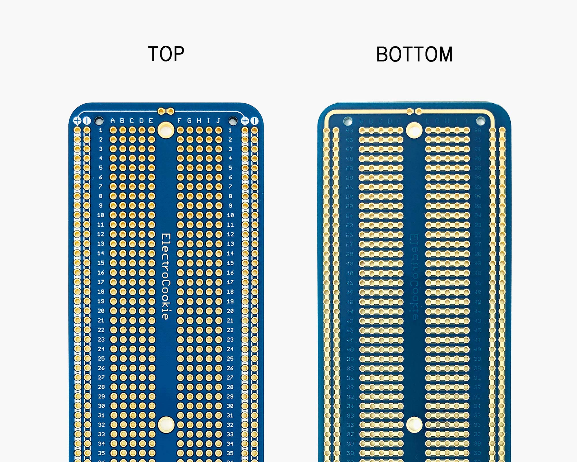 ElectroCookie Solderable Breadboard Large PCB Board for Electronics Projects Compatible for DIY Arduino Soldering Projects, Gold-Plated (3 Pack, Blue)