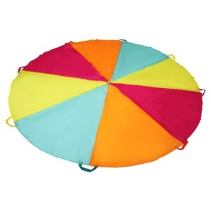 spinfox play parachute - 6ft with 8 handles, multicolored indoor/outdoor kids exercise toy