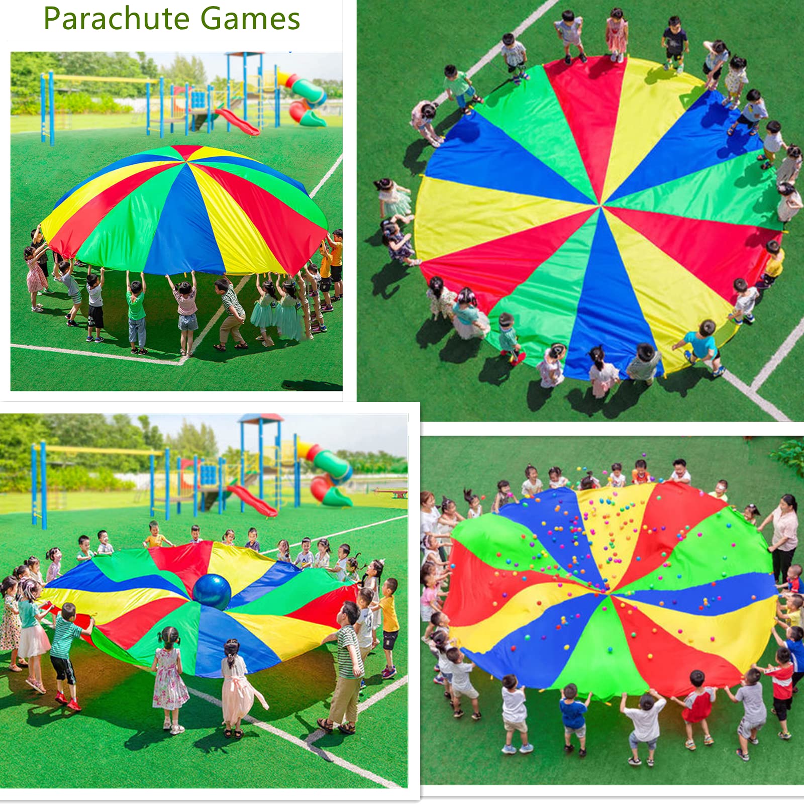 SPINFOX Play Parachute - 6ft with 8 Handles, Multicolored Indoor/Outdoor Kids Exercise Toy