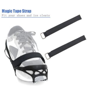 Ice Cleats, Highly elastic Traction Cleats Grippers with magic tape Straps and Storage Bag, Anti Slip Walk Traction Cleats for Hiking Walking on Snow and Ice (M: Women5-10/Men3-8/foot length221-255mm)