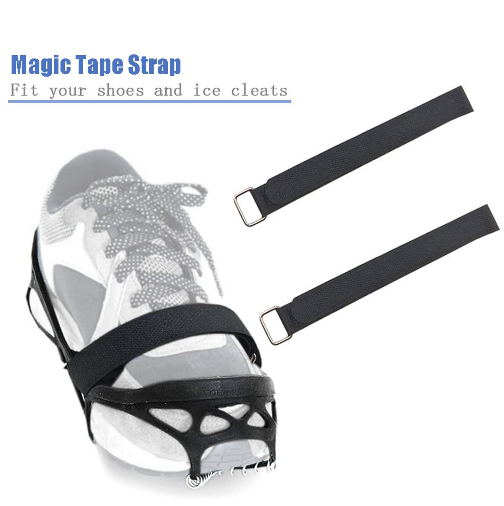 Ice Cleats, Highly elastic Traction Cleats Grippers with magic tape Straps and Storage Bag, Anti Slip Walk Traction Cleats for Hiking Walking on Snow and Ice (M: Women5-10/Men3-8/foot length221-255mm)