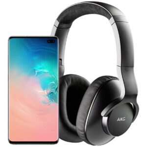 Samsung Galaxy S10+ Plus Factory Unlocked Phone with 512GB (U.S. Warranty), Ceramic White w/AKG N700NC M2 Headphones