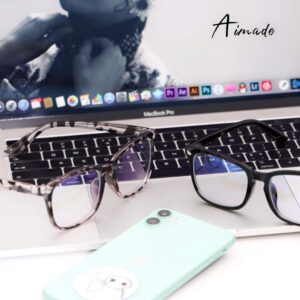 AIMADE Unisex Blue Light Blocking Glasses Blue Filter Computer Glasses (Anti Eye Eyestrain) Gaming Glasses for Women Man (3pc-Leopard-Black-White)