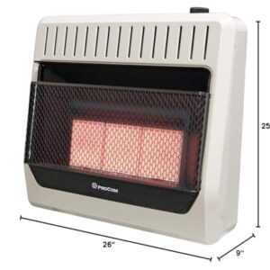 ProCom ML3PHG Ventless Propane Gas Infrared Space Heater with Manual Control for Living Room, Bedroom, Home Office, 28000 BTU, Heats Up to 1450 Sq. Ft., Includes Wall Mount, White