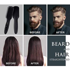 Beard Straightener for Men, Massway 3-in-1 Ionic Beard Comb straightener,Men Electric Comb, Men Beard Straightener,Portable Beard Straightener Brush with LED Display for Home and Travel