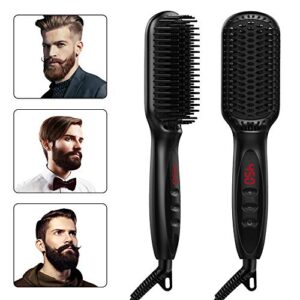 Beard Straightener for Men, Massway 3-in-1 Ionic Beard Comb straightener,Men Electric Comb, Men Beard Straightener,Portable Beard Straightener Brush with LED Display for Home and Travel
