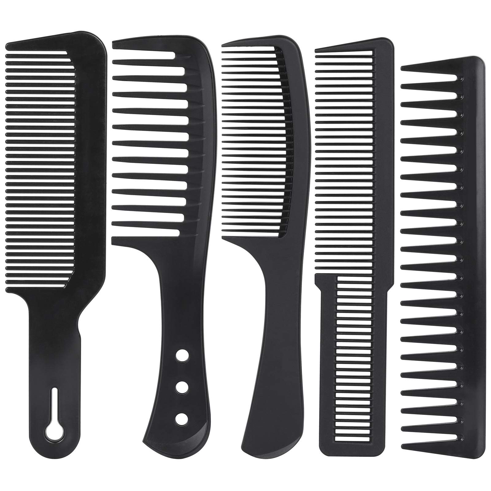 5 Pcs Wide Tooth Hair Combs - Fiber Carbon Combs Detangling Comb Styling Paddle Comb for Men Women Wet Curly/Thick Hair