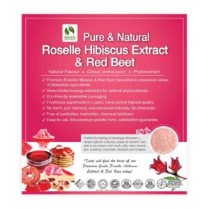 Roselle Hibiscus Extract - Bionutricia Extract Natural Asian Gourmet Standardized Fresh Beverage or Bakery Ingredient, Natural Flavor, Natural Color, Phytonutrient of Powder (100g)
