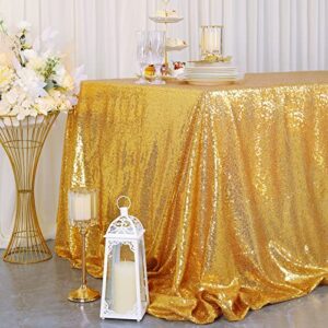 B-COOL Gold Sequin Tablecloth 90x132inch Drape Rectangle Table Cover for Birthday Party Baby Shower Cake Dessert Table Holiday Wedding Decoration