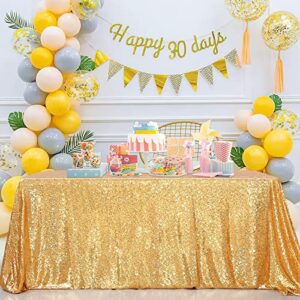 B-COOL Gold Sequin Tablecloth 90x132inch Drape Rectangle Table Cover for Birthday Party Baby Shower Cake Dessert Table Holiday Wedding Decoration