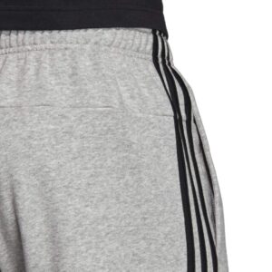 adidas Men's Essentials 3-Stripes Short Fleece, Medium Grey Heather/Black, 4X-Large