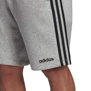 adidas Men's Essentials 3-Stripes Short Fleece, Medium Grey Heather/Black, 4X-Large