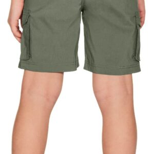 CQR Kids Youth Pull on Cargo Shorts, Outdoor Camping Hiking Shorts, Lightweight Elastic Waist Athletic Short with Pockets, Driflex Shorts Olive, Large