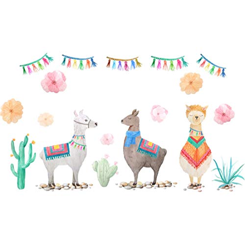 Alpaca Wall Decals Cute Animal Removable Stickers for Kids Nursery Bedroom and Party Decorations