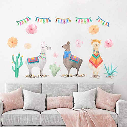 Alpaca Wall Decals Cute Animal Removable Stickers for Kids Nursery Bedroom and Party Decorations