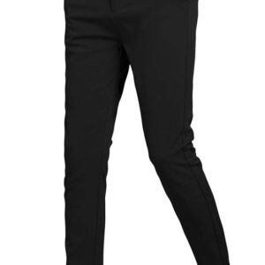 Plaid&Plain Men's Stretch Dress Pants Slim Fit Skinny Suit Pants 7101 Black 32W30L