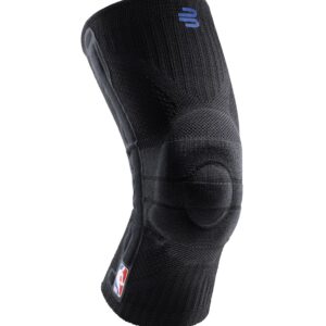 Bauerfeind Sports Knee Support NBA - Officially Licensed Basketball Brace with Medical Compression - Sleeve Design with Omega Gel Pad for Pain Relief & Stabilization (Black, M)