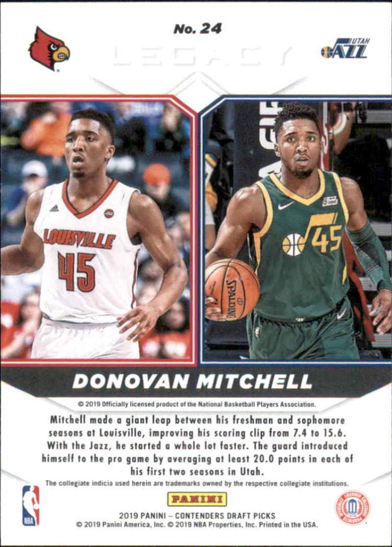 2019-20 Panini Contenders Draft Picks Legacy #24 Donovan Mitchell Louisville Cardinals/Utah Jazz Official NBA Basketball Trading Card in Raw (NM or Better) Condition