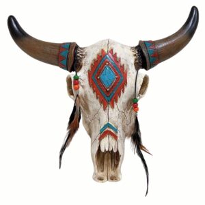 bestgiftever wall hanging rustic southwest tribal style bull head skull, 12.5 x 10.5 x 4 inches