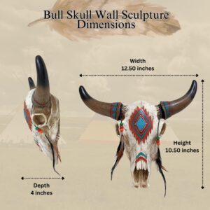 BestGiftEver Wall Hanging Rustic Southwest Tribal Style Bull Head Skull, 12.5 x 10.5 x 4 inches