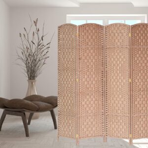 Legacy Decor 5 Panels Room Divider Screen Weaved Bamboo Fiber Natural Color 5.9 ft High X 7.3 ft Wide