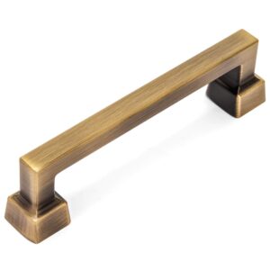 cosmas 10 pack 1481-96bab brushed antique brass contemporary cabinet hardware handle pull - 3-3/4" inch (96mm) hole centers