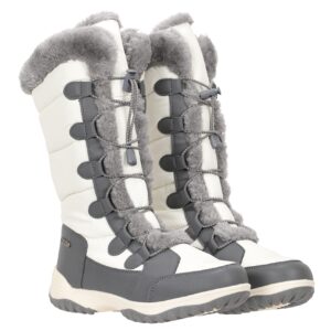 Mountain Warehouse Extreme Snowflake Womens Long Snow Boots - IsoDry White Womens Shoe Size 7 US