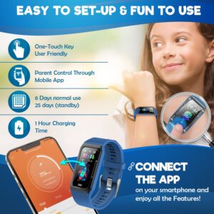 Inspiratek Kids Fitness Tracker for Girls and Boys (Age 5-16) - Waterproof Fitness Watch for Kids with Heart Rate Monitor, Sleep Monitor, Calorie Counter and More - Kids Activity Tracker (Blue)