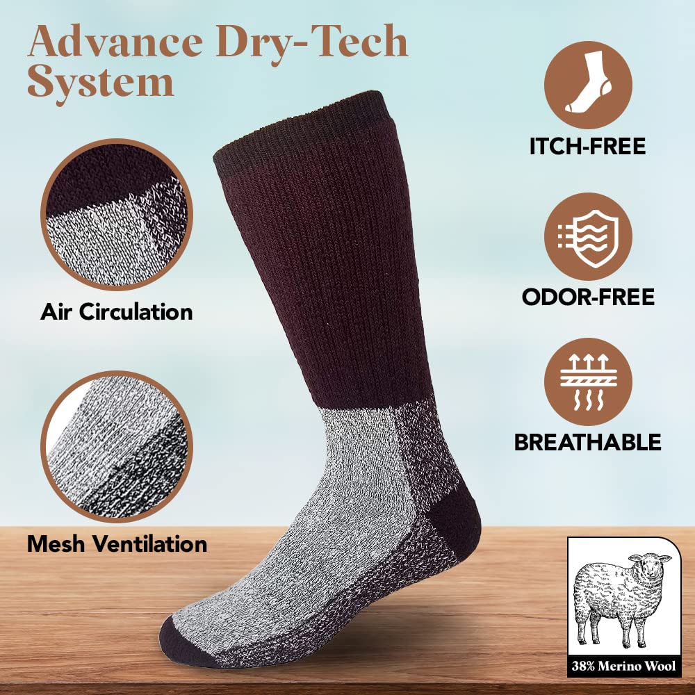 Debra Weitzner 6 Pairs Merino Wool Thermal Socks Men and Women Warm Cushioned Hiking Crew Socks for Hunting Winter Etc Long Survival Boot Socks Moisture Wicking Assorted 9-11